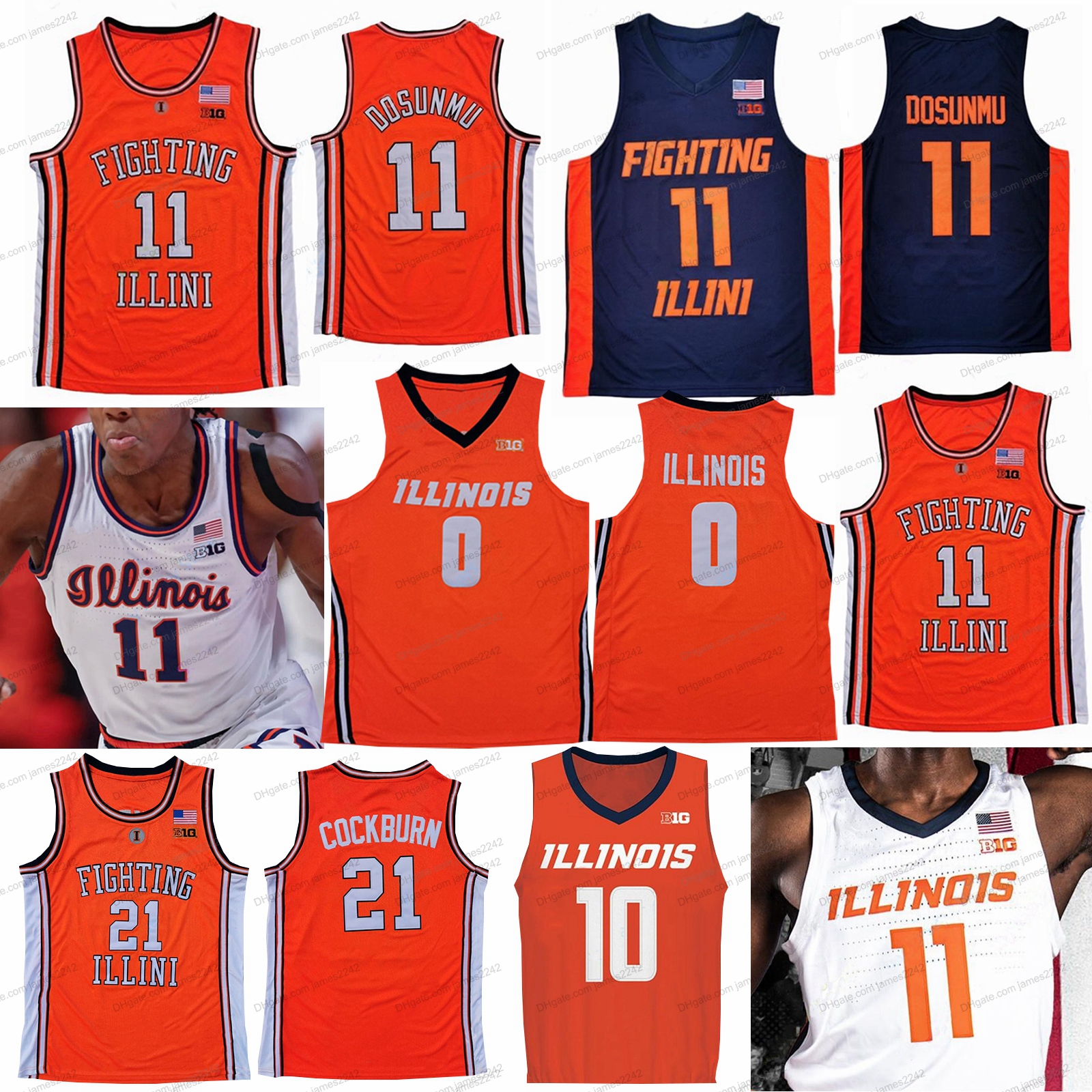 Custom Men Youth Illinois Fighting Illini Basketball Jersey College Ayo Dosunmu Kofi Cockburn Trent Frazier Da'Monte Williams Miller Curbelo, Orange round collar
Custom Men Youth Illinois Fighting Illini Basketball Jersey College Ayo Dosunmu Kofi Cockburn Trent Frazier Da'Monte Williams Miller Curbelo, Orange round collar