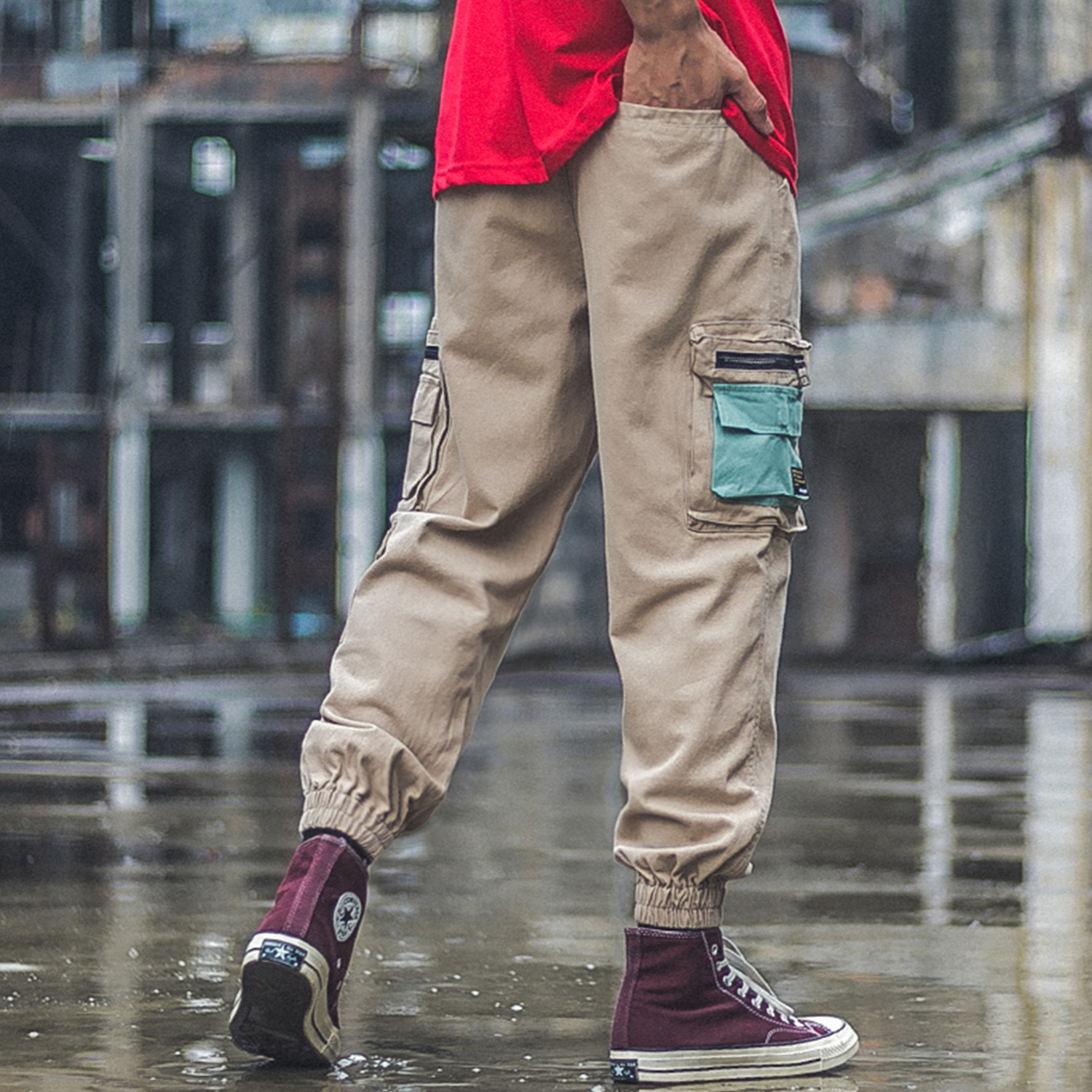 Aelfric Eden Streetwear Cargo Pants Mens Patchwork Multi Pockets Hip Hop Harajuku Joggers Casual Harem Trousers Male Bottom 201110