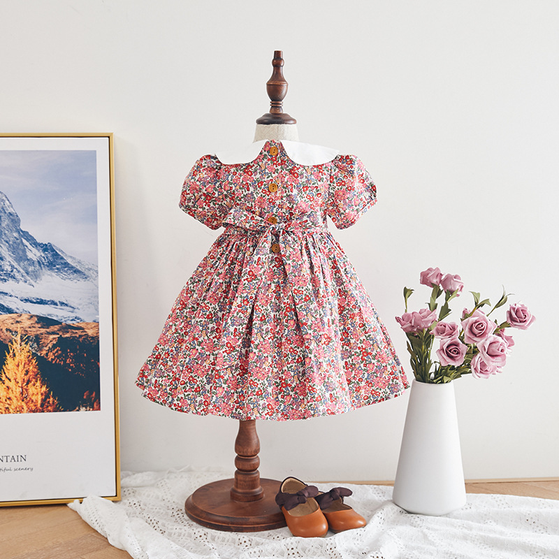 Infant Girl Smocked Floral Dress Baby Smock Frocks Children Spanish Boutique Clothes Baby Girl Spain Hand Made Smocking Dress F1130