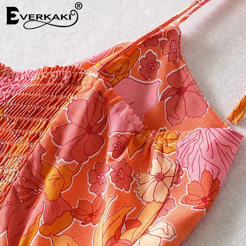 Everkaki Women 2 Pieces Suits Sets Boho Print Summer Bow Ruffles Camis and Elastic Waist Shorts Suits Female Spring New T200325