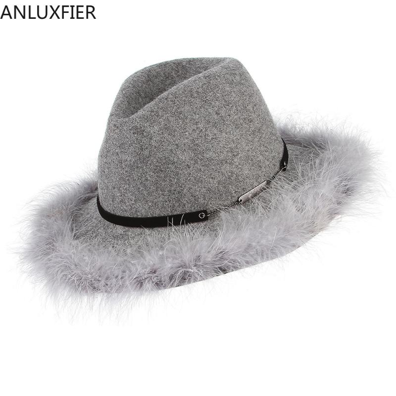 H7197 Women Wool Fedoras Hat European American Lady British Vintage Ostrich Fur Cap Female Retro Jazz Elegant Party Hats, Black
H7197 Women Wool Fedoras Hat European American Lady British Vintage Ostrich Fur Cap Female Retro Jazz Elegant Party Hats, Black