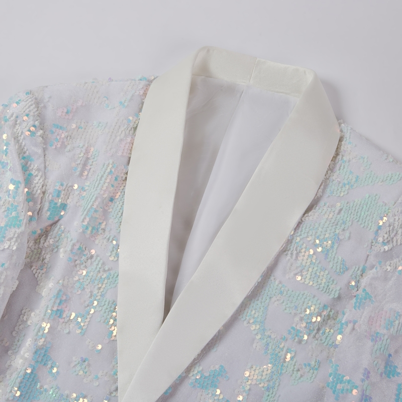 PYJTRL Sequins Velvet Series Men White Velvet Fantasy Color Sequins Blazers Club Singer Wedding Prom Tuxedo Slim Fit Suit Jacket LJ201223