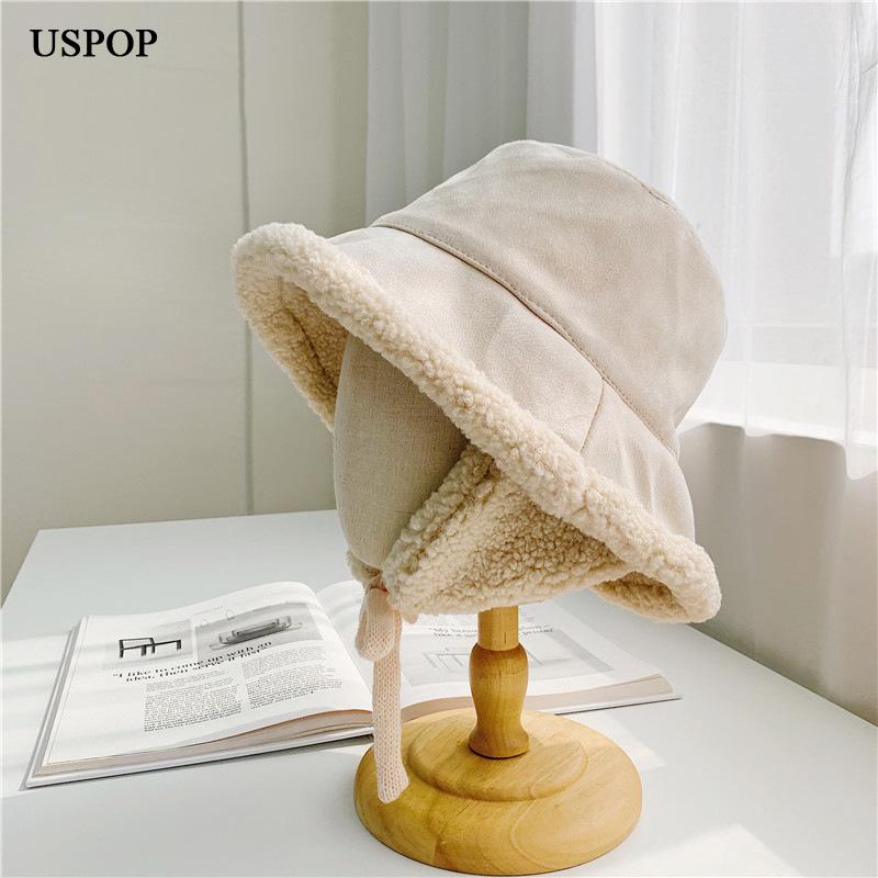 USPOP New Winter hats Suede lamb wool thickened warm ear protection bucket hat Cute Panama Hats, Pm2446-beige 
USPOP New Winter hats Suede lamb wool thickened warm ear protection bucket hat Cute Panama Hats, Pm2446-beige
