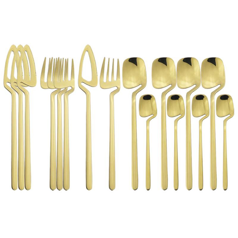 16pc/set Cutlery Set Stainless Steel Hanging Tableware Golden Forks Knifes Spoons Teaspoons Flatware Sets Kitchen Silverware Set
16pc/set Cutlery Set Stainless Steel Hanging Tableware Golden Forks Knifes Spoons Teaspoons Flatware Sets Kitchen Silverware Set