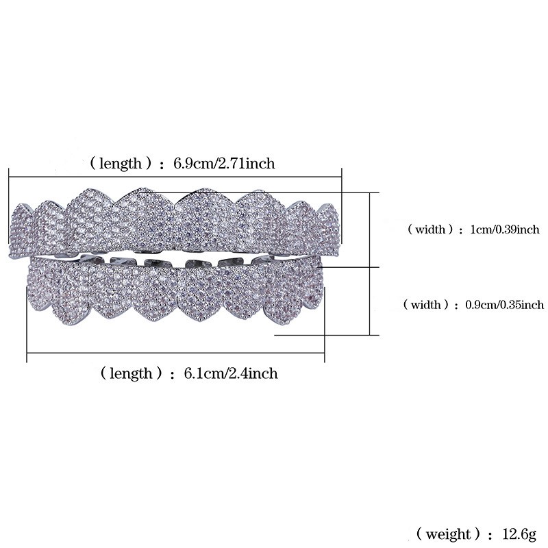 mouth grills Hip Hop Jewelry Mens Diamond Dientes Teeth Gold Silver Luxury Designer Iced Out Hiphop Rapper Fashion Jewlery