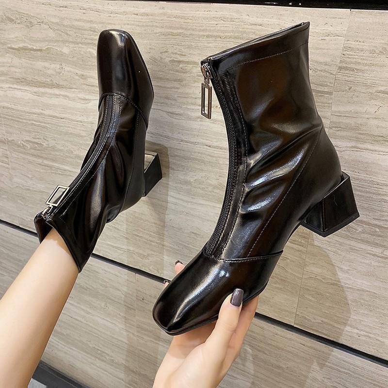 New short boots women's boots square head thin front zipper thin velvet low fashion fashion1, Beige
New short boots women's boots square head thin front zipper thin velvet low fashion fashion1, Beige