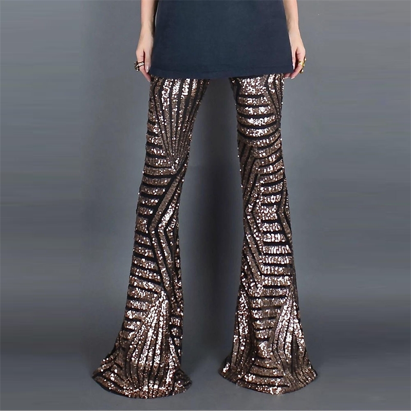 Sexy Black Sequines Wide Leg long Women New High Waist Party Club Christmas Trousers Outfit Streetwear Flared Pants Y200418, Brown
Sexy Black Sequines Wide Leg long Women New High Waist Party Club Christmas Trousers Outfit Streetwear Flared Pants Y200418, Brown