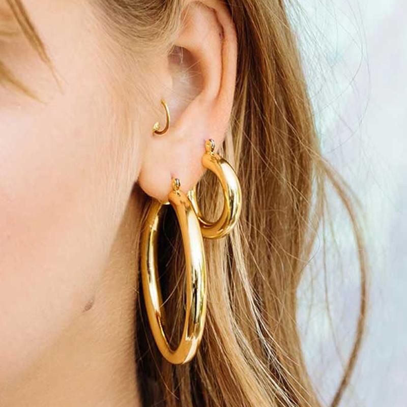 Hoop & Huggie 1 Pair Big Gold Hoops Earrings Thick Tube Round Circle Rings For Women Zinc Alloy Trendy Hip Hop Rock
Hoop & Huggie 1 Pair Big Gold Hoops Earrings Thick Tube Round Circle Rings For Women Zinc Alloy Trendy Hip Hop Rock