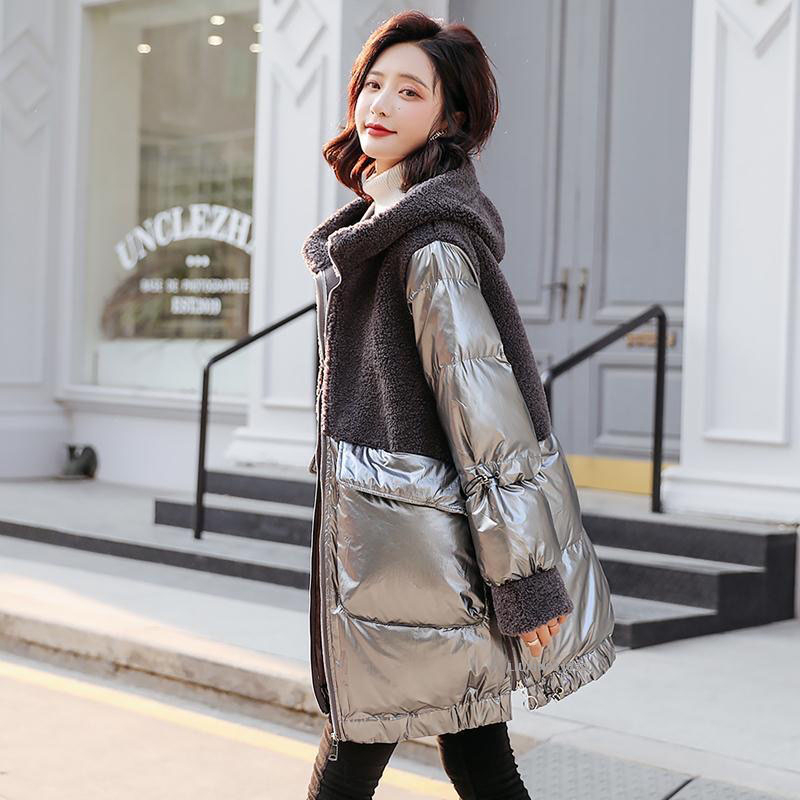 ZQLZ Winter Jacket Women Casual Hooded Down Cotton Long Parka Mujer Loose Glossy Thick Warm Winter Women's coat 201017