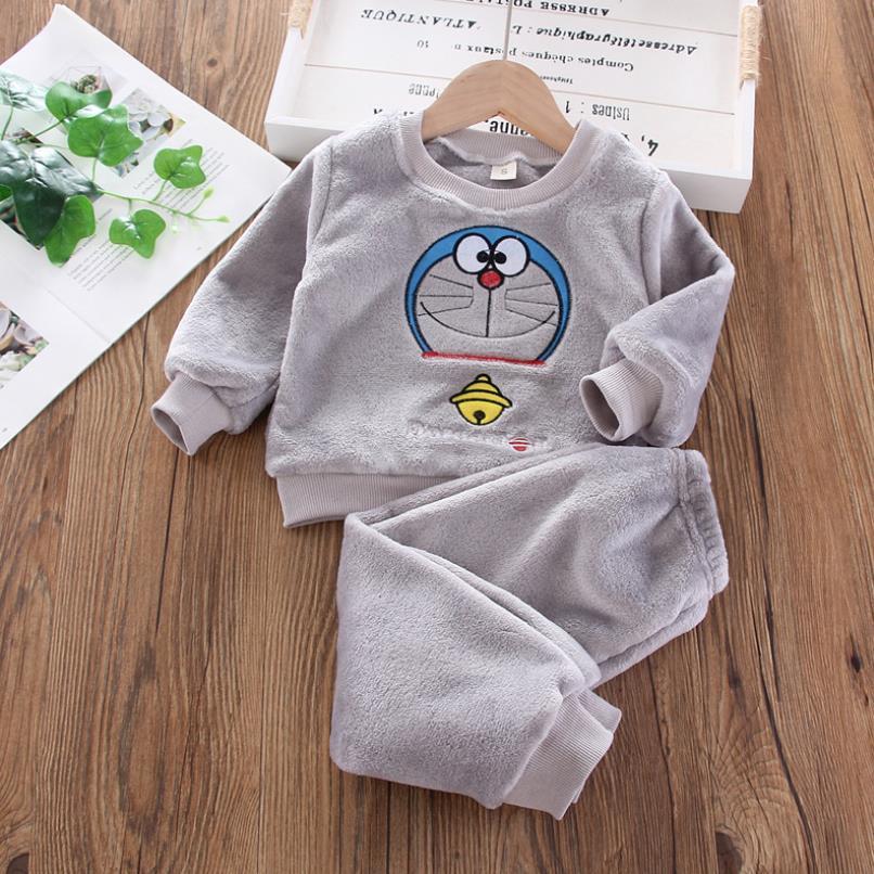 New Autumn Winter Baby Clothes Pajamas Sets Girls Pajamas Children Warm Flannel Fleece Catoon Bear Kids Sleepwear Home Suit 1-6Y LJ201216