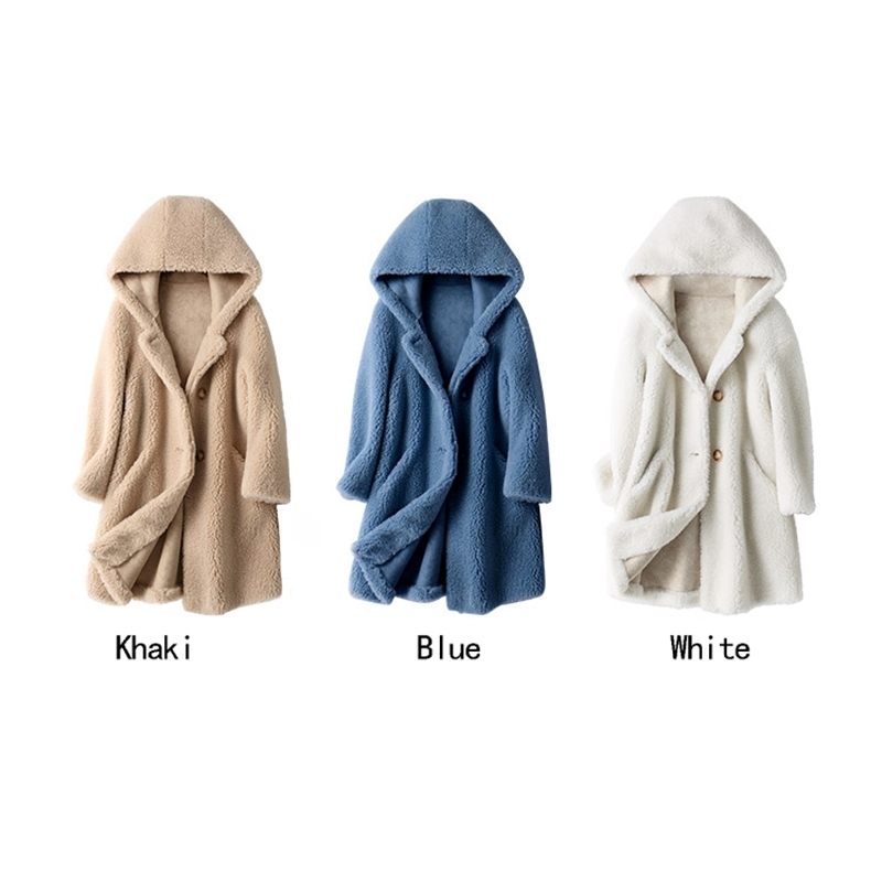 New arrival natural wool coat with hat Women wool jacket winter wool overCoat suede lining very warm big size F1253 201019