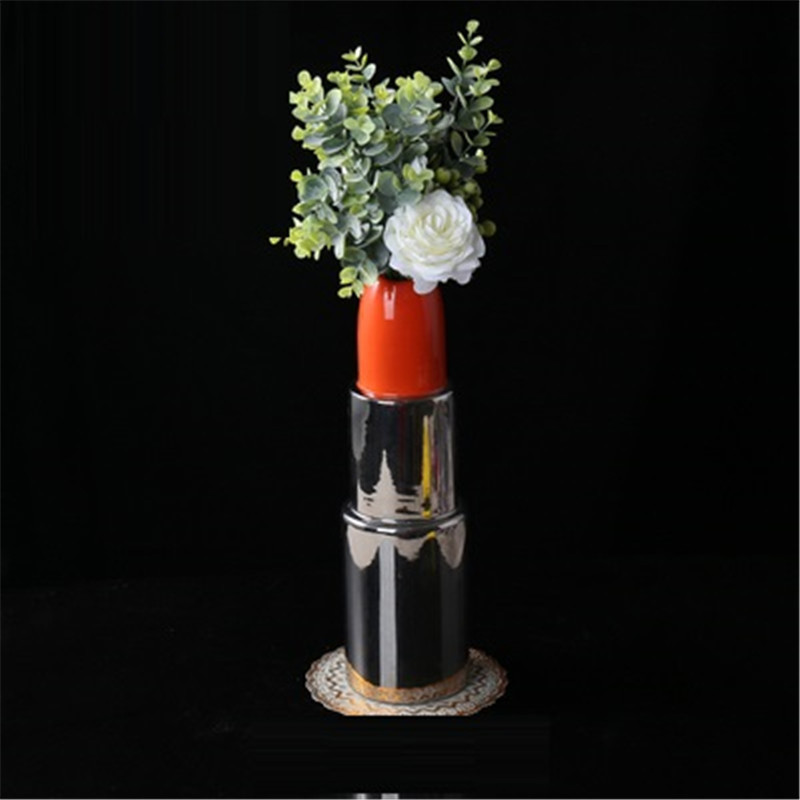 Nordic ins Home Simulation Lipstick Ceramics Vase Creative Living Room Coffee Table Flower Arrangement Home Decor A1764 LJ201209