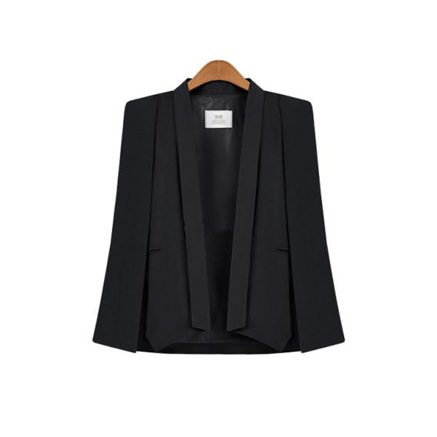New Fashion Black White Long Sleeve Cape Coat Women Lapel Split Cloak Jacket Suits Womens OL Office Workwear Gift T200319