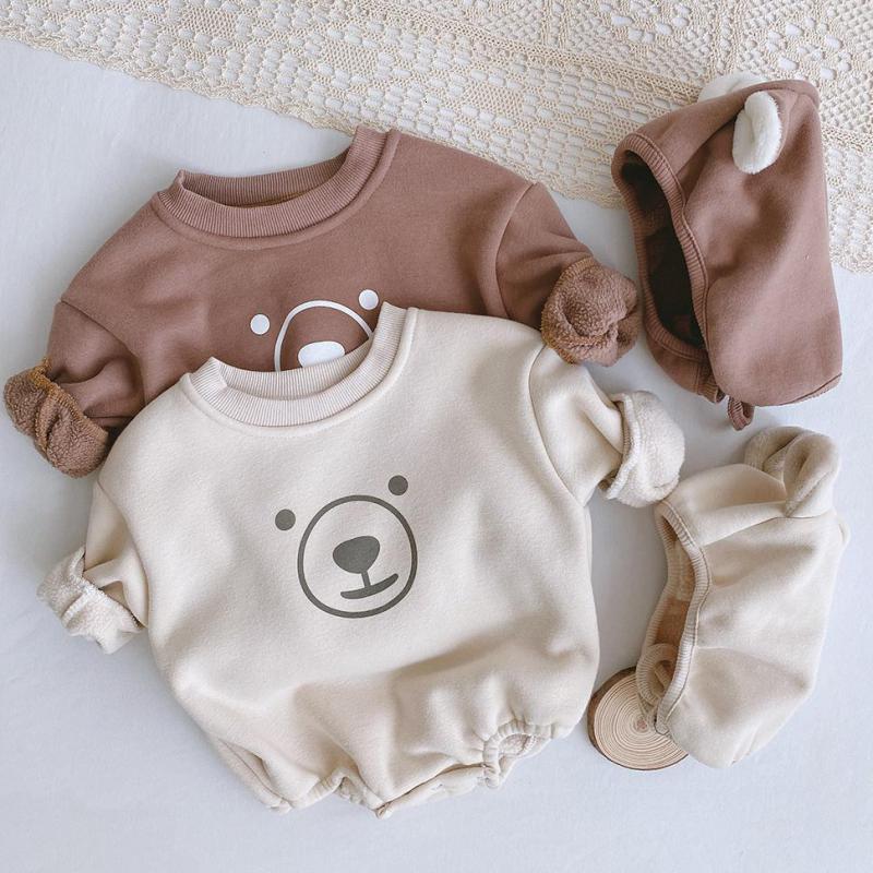 2021 New Baby Boys Girls Cute Cartoon Bear Print Long Sleeve Bodysuit with Hat Cotton Kids Infant Winter Plus Veet Thicken Jumpsuits Lugg, El083brown
2021 New Baby Boys Girls Cute Cartoon Bear Print Long Sleeve Bodysuit with Hat Cotton Kids Infant Winter Plus Veet Thicken Jumpsuits Lugg, El083brown