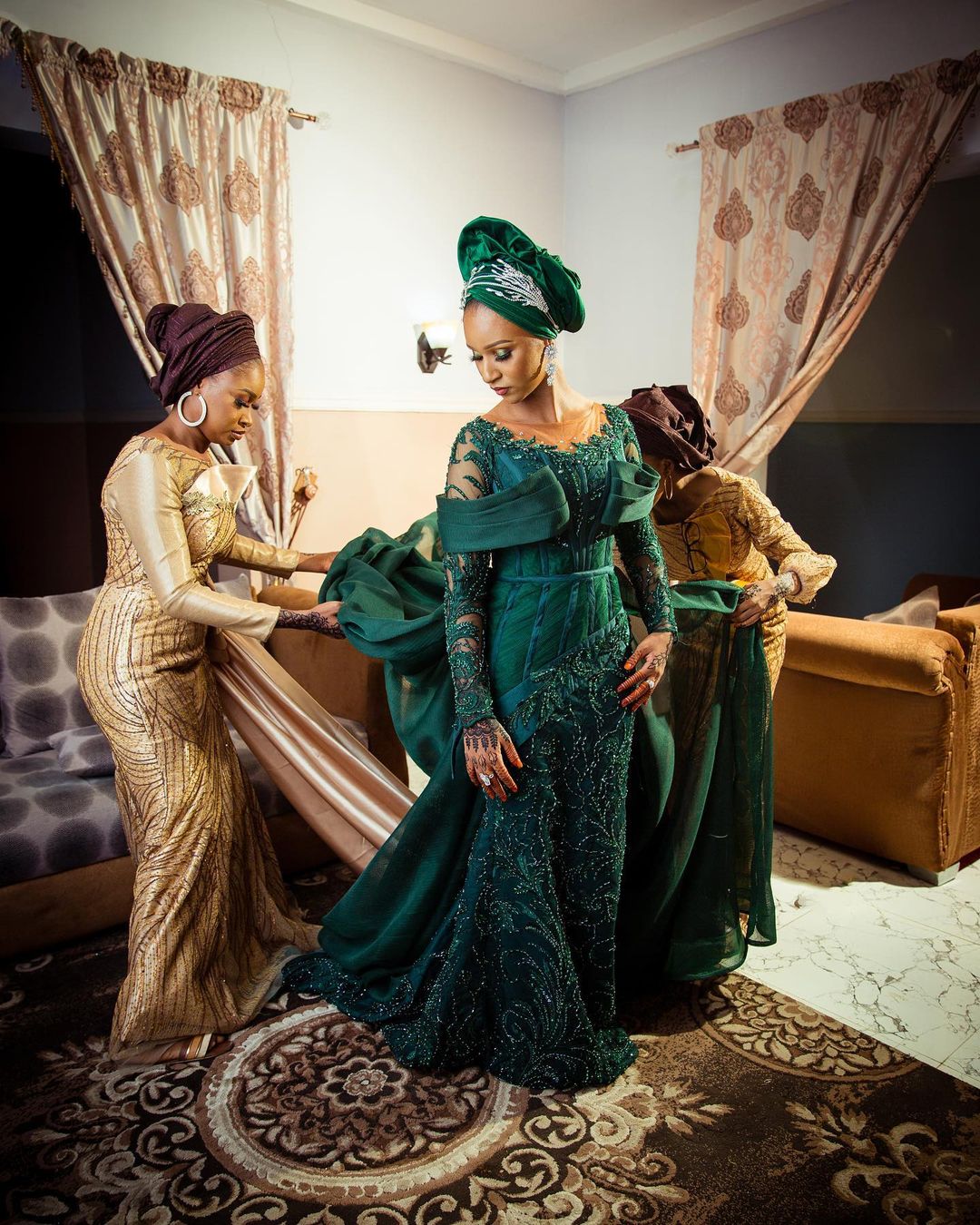 aso ebi arabic luxurious hunter green evening dresses lace beaded prom dresses mermaid formal party second reception gowns zj225