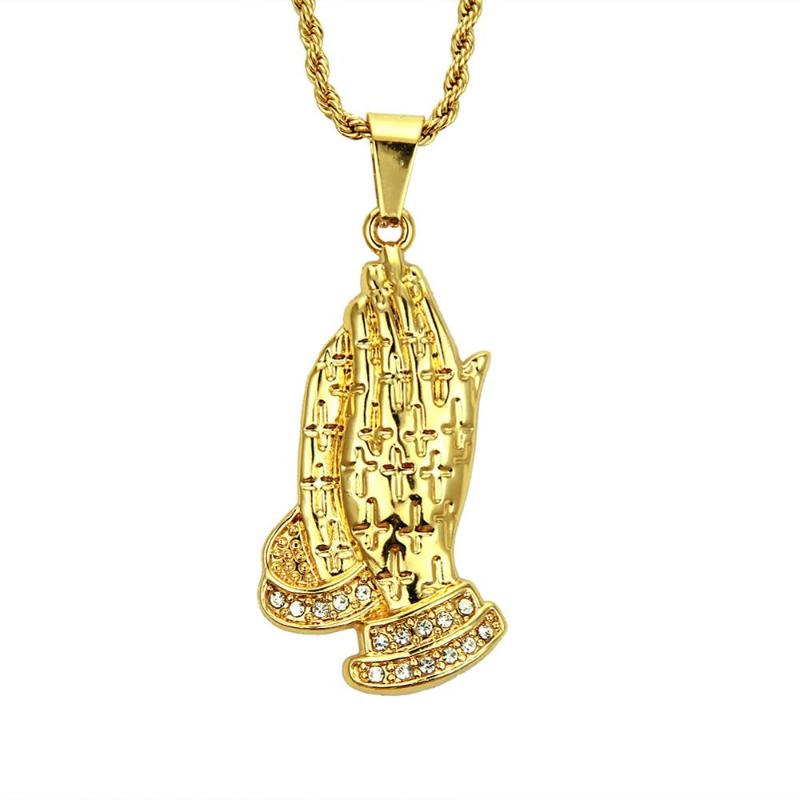 Hip Hop Rhinestones Paved Bling Iced Out Gold Praying hand Pendants Necklace for Men Rapper Jewelry Drop Shipping
Hip Hop Rhinestones Paved Bling Iced Out Gold Praying hand Pendants Necklace for Men Rapper Jewelry Drop Shipping