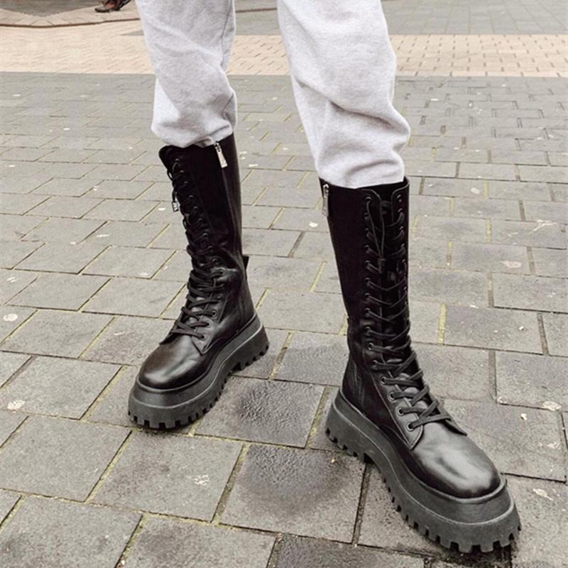 Fashion Leather Mid-calf Boots Women Platform Sport Ladies botines mujer Cross-tied Round Toe High Heels Motorcycle Botas Mujer, As shown
Fashion Leather Mid-calf Boots Women Platform Sport Ladies botines mujer Cross-tied Round Toe High Heels Motorcycle Botas Mujer, As shown