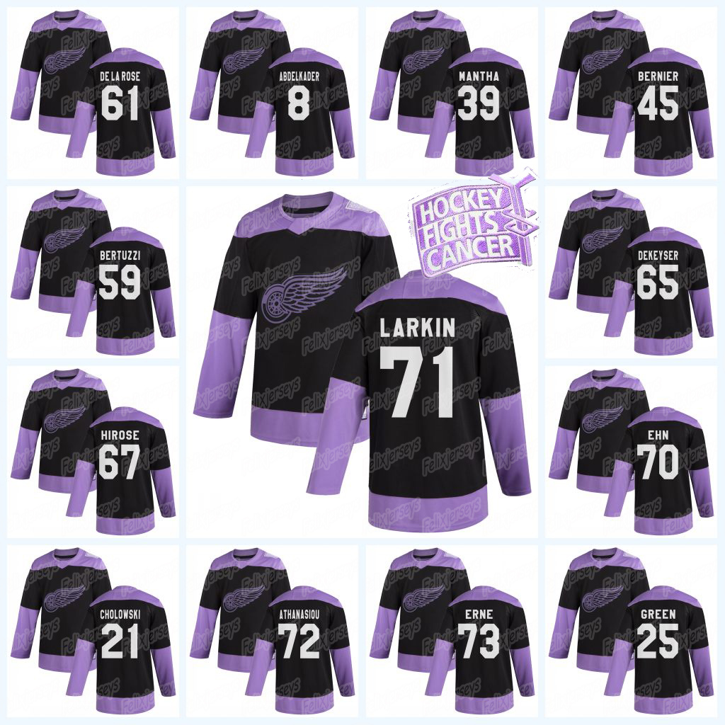 Detroit Red Wings 2020 Hockey Fights Cancer Jersey Tyler Bertuzzi Dylan Larkin Jimmy Howard Henrik Zetterberg Luke Glendening Anthony Mantha, Purple men: size s-3xl
Detroit Red Wings 2020 Hockey Fights Cancer Jersey Tyler Bertuzzi Dylan Larkin Jimmy Howard Henrik Zetterberg Luke Glendening Anthony Mantha, Purple men: size s-3xl