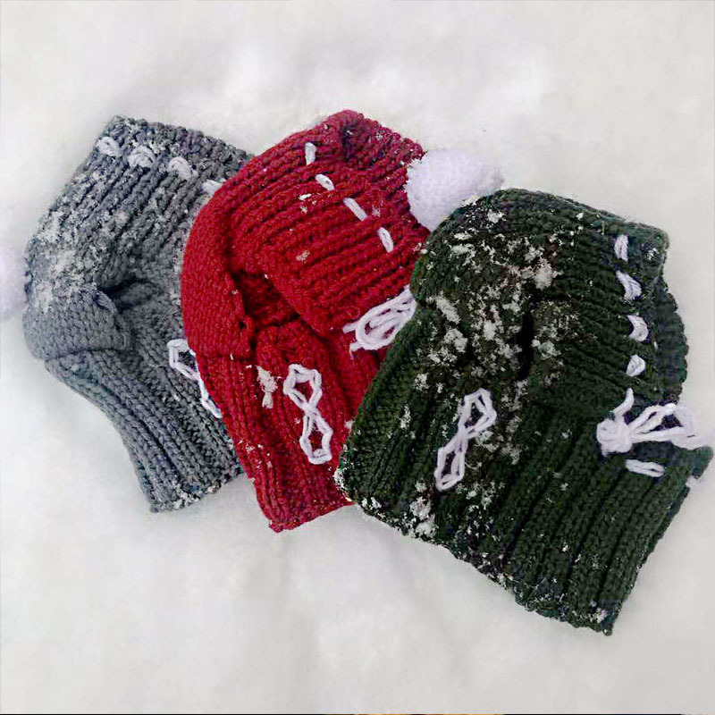 Winter Dog Cap Christmas Pet Hats Accessories Woolen Puppy Hat With Ball Headwear for Small s French Bulldog Products LJ201006