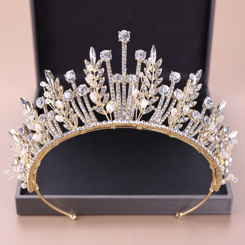 KMVEXO Baroque Luxury Bridal Crystal Leaf Crowns Princess Queen Pageant Prom Pearl Veil Tiaras Headband Wedding Hair Accessories T200110 от DHgate WW