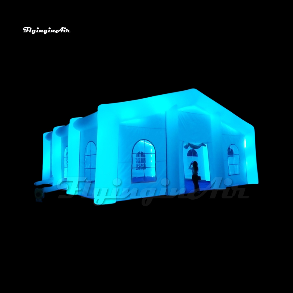 10m/12m/15m Party Tent Lighting White Inflatable Marquee Air Blow Up Frame Structure With RGB Light For Wedding Events