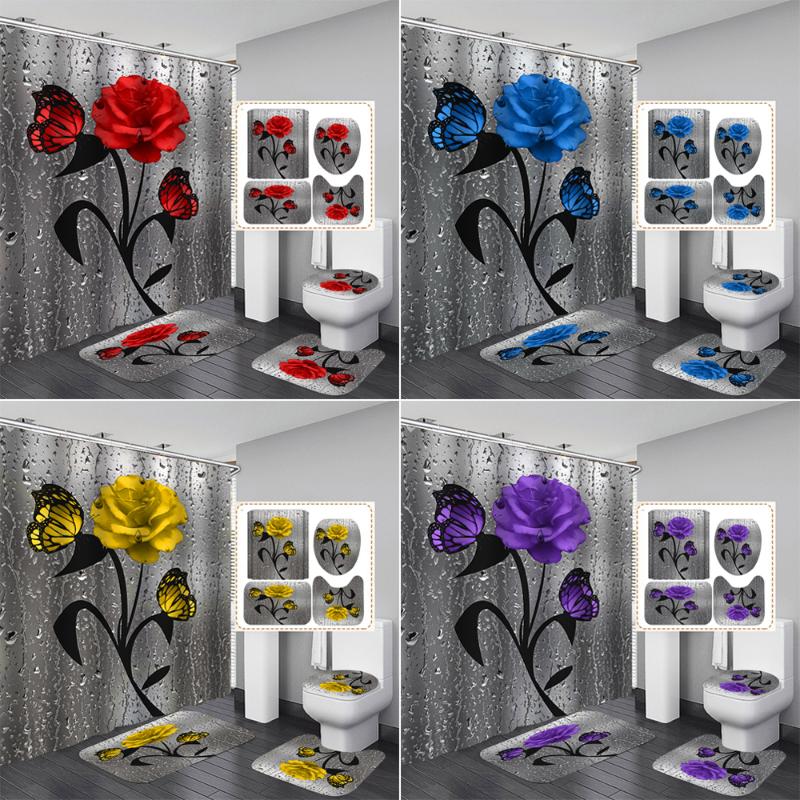 Multiple Colors Rose Butterfly Shower Curtains Waterproof Water Drop Flower Bathroom Curtain and Rug Set Toilet Cover Home Decor
Multiple Colors Rose Butterfly Shower Curtains Waterproof Water Drop Flower Bathroom Curtain and Rug Set Toilet Cover Home Decor