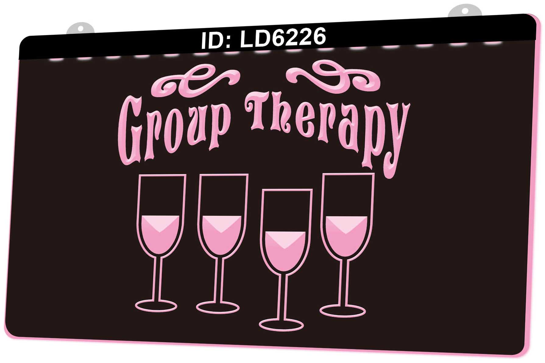 LD6226 Group Therapy Wine 3D Engraving LED Light Sign Wholesale Retail