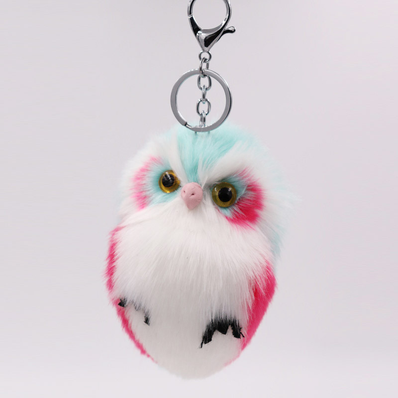 Luxury owll pendant PU leather animal plush Keychain rings Rex rabbit fur women&#039;s bag car pendant NE1199 от DHgate WW