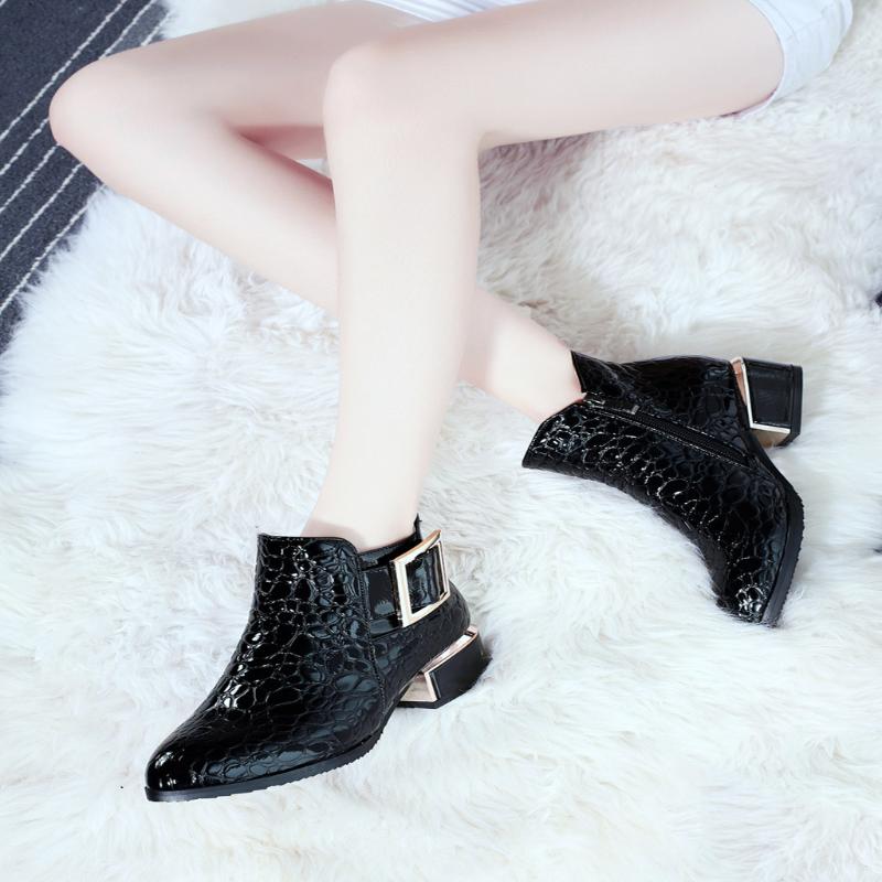 Women Crocodile Short Boots Autumn Winter With Ankle Boots Female England Pointed Patent Leather Shoes Zapatos De Mujer, Db
Women Crocodile Short Boots Autumn Winter With Ankle Boots Female England Pointed Patent Leather Shoes Zapatos De Mujer, Db