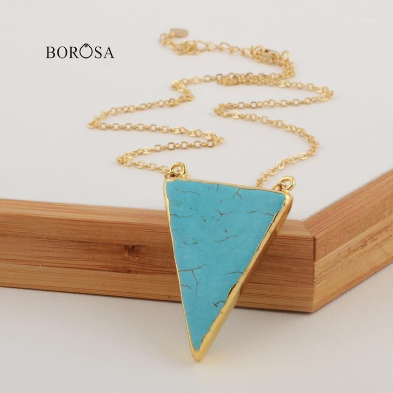 BOROSA Natural Blue Stone Necklaces Triangle Shape Fashion Turquoises Jewelry for Women Men CL2191
BOROSA Natural Blue Stone Necklaces Triangle Shape Fashion Turquoises Jewelry for Women Men CL2191