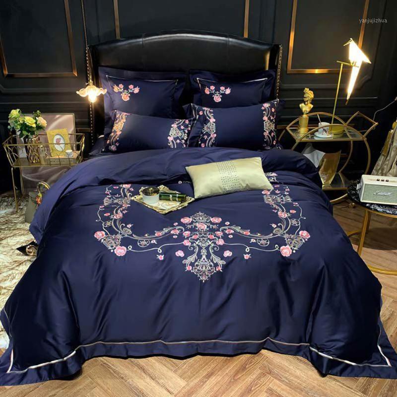 Papa&Mima Blue Floral European Egyptian Cotton Bedding Set Embroidery Queen King Size Duvet Cover Fitted Sheet Pillow Shams1, 20205024
Papa&Mima Blue Floral European Egyptian Cotton Bedding Set Embroidery Queen King Size Duvet Cover Fitted Sheet Pillow Shams1, 20205024