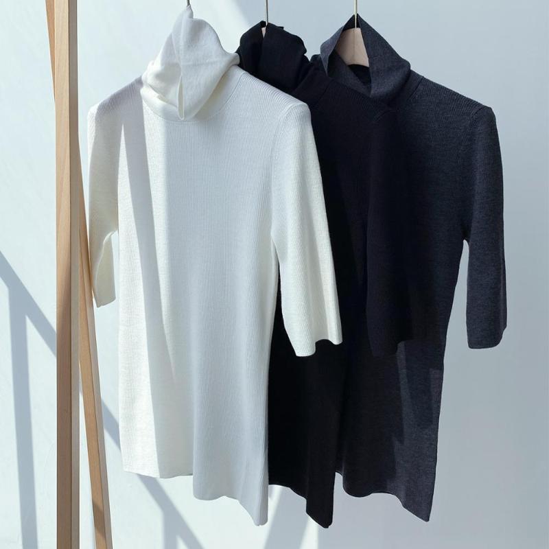 Turtleneck wool women sweater Half Sleeve simple wild Stretch slim lady knit tops, Black
Turtleneck wool women sweater Half Sleeve simple wild Stretch slim lady knit tops, Black