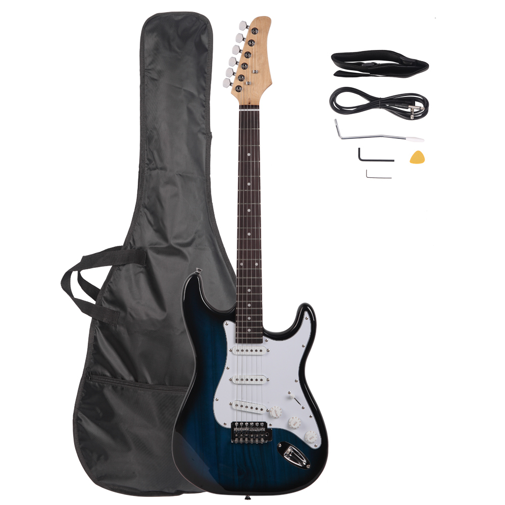 Blue Electric Guitar with Bag Case Cable Strap Picks Rosewood Fingerboard for Beginners Ship From USA от DHgate WW