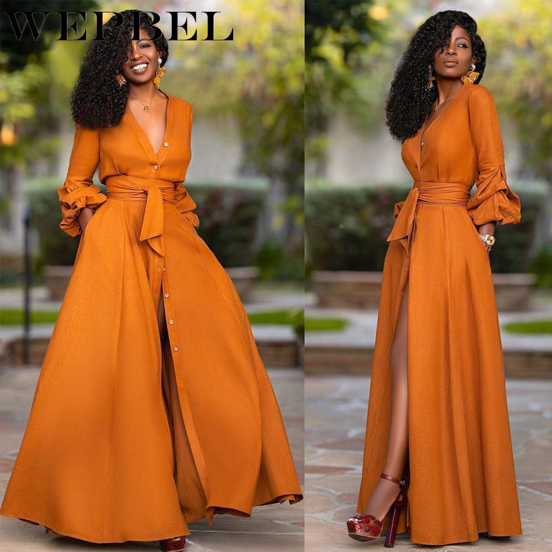 Women Autumn Sexy Deep V Neck Maxi Dress Casual Lady Long Sleeve High Waist Corset Open Front Split Long Dress with Belt Q1210, Orange
Women Autumn Sexy Deep V Neck Maxi Dress Casual Lady Long Sleeve High Waist Corset Open Front Split Long Dress with Belt Q1210, Orange