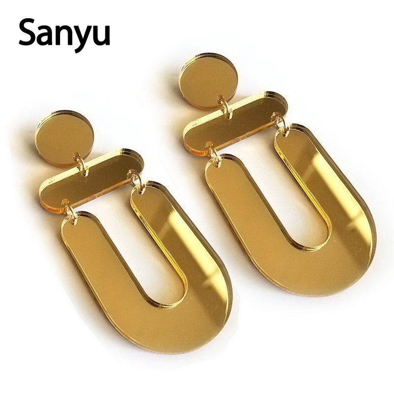 New Gold Mirror Surface Acrylic Drop Earrings Simple Hollow Out Exaggerated Dangle Earrings Geometric Acrylic Brincos
New Gold Mirror Surface Acrylic Drop Earrings Simple Hollow Out Exaggerated Dangle Earrings Geometric Acrylic Brincos