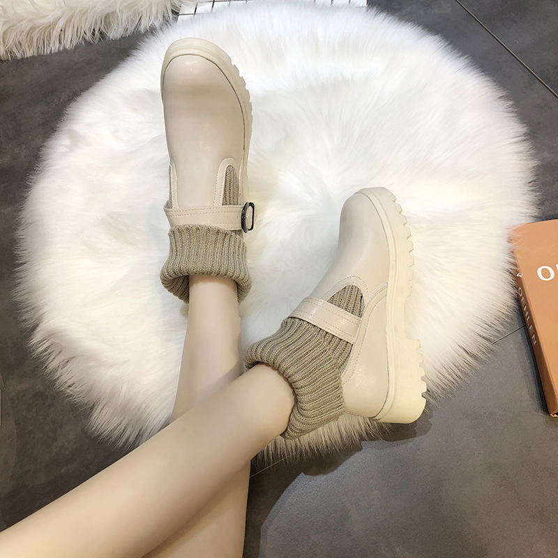 Elastic Lucyever knitted leather from plutonium ankle for women fashion buckle square jump short black woman boots beige platform GSS9
Elastic Lucyever knitted leather from plutonium ankle for women fashion buckle square jump short black woman boots beige platform GSS9