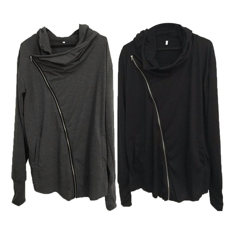 Men's Hoodies & Sweatshirts Fashion Men Side Zipper Coat Cotton Sports Jacket Diagonal Mens Hoodie Male Tops1