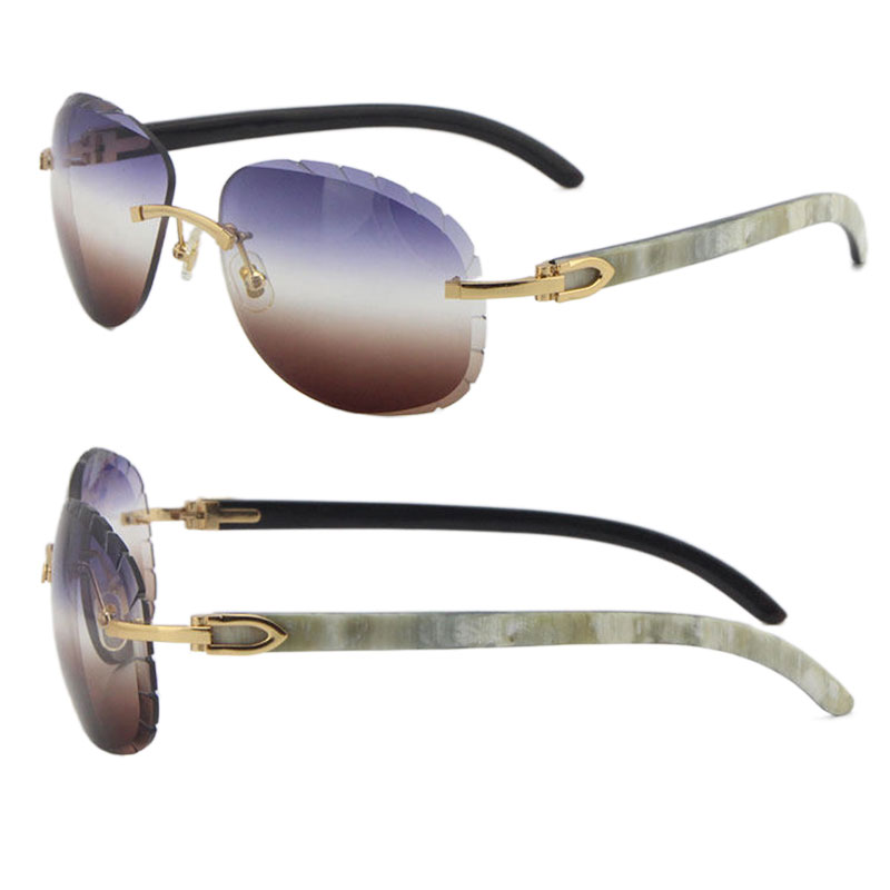 Rimless Original White Inside Black Buffalo Horn Sunglasses Diamond Cut UV400 Lens Unisex High Quality Sun Glasses Metal 18K Gold Frame Large Optical Male and Female
Rimless Original White Inside Black Buffalo Horn Sunglasses Diamond Cut UV400 Lens Unisex High Quality Sun Glasses Metal 18K Gold Frame Large Optical Male and Female