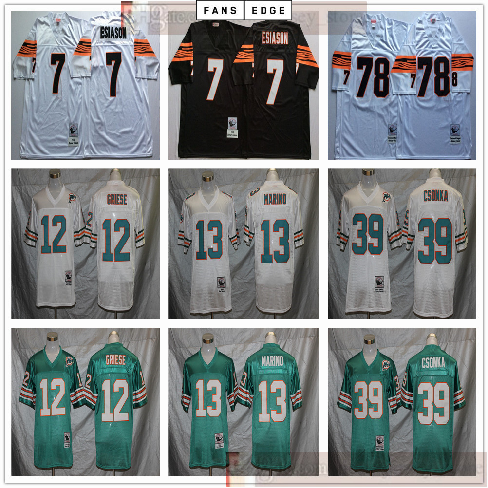 NCAA Football Retro Vintage 39 Larry Csonka Jersey Sewn 13 Dan Marino 12 Bob Griese 7 Boomer Esiason 78 Anthony Munoz Jerseys Green White, As picture
NCAA Football Retro Vintage 39 Larry Csonka Jersey Sewn 13 Dan Marino 12 Bob Griese 7 Boomer Esiason 78 Anthony Munoz Jerseys Green White, As picture
