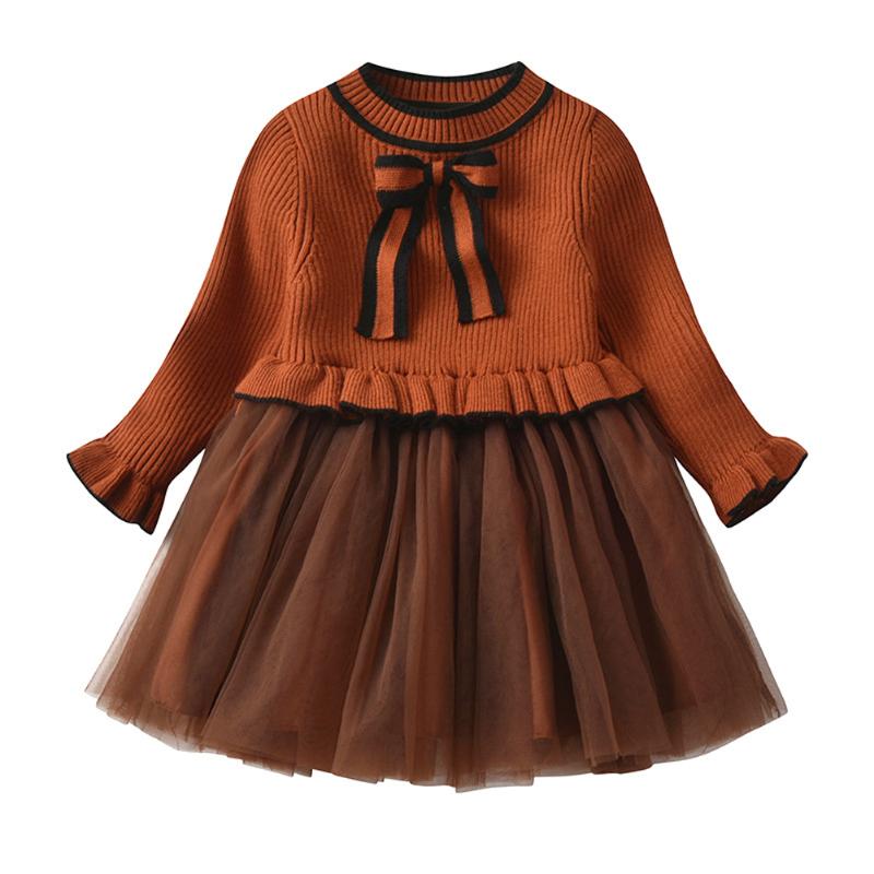 Girl Mesh Splicing Sweater One-piece Dress, Round Neck Long Sleeve Falbala Bow Elastic Knitted Bubble Dresses, As pic
Girl Mesh Splicing Sweater One-piece Dress, Round Neck Long Sleeve Falbala Bow Elastic Knitted Bubble Dresses, As pic