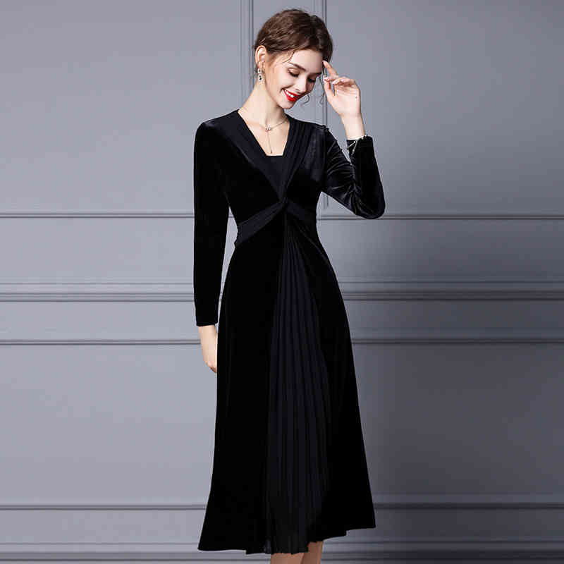 Casual Dresses Zhili golden velvet dress autumn and winter thick waist slim long sleeve cross pleated skirt 3XXD, Gray
Casual Dresses Zhili golden velvet dress autumn and winter thick waist slim long sleeve cross pleated skirt 3XXD, Gray