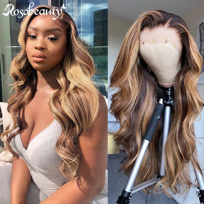 Brazilian 13x4 Lace Closure Front Human Hair Wigs pre plucked Body Wave Frontal Wig For Black Women 4/27 colored ombre brown, As pic
Brazilian 13x4 Lace Closure Front Human Hair Wigs pre plucked Body Wave Frontal Wig For Black Women 4/27 colored ombre brown, As pic