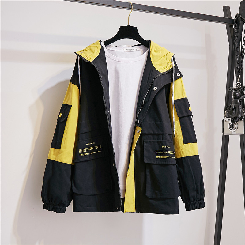 Jacket female autumn new Korea ins Harajuku streetwear BF goods vintage fashion loose hooded long-sleeved casual women's jacket 201106