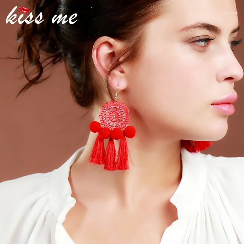 KISS ME Bohemian Earrings New Design Hollowed Flower Pompon Tassel Big Drop Earrings Women Ethnic Jewelry1
KISS ME Bohemian Earrings New Design Hollowed Flower Pompon Tassel Big Drop Earrings Women Ethnic Jewelry1
