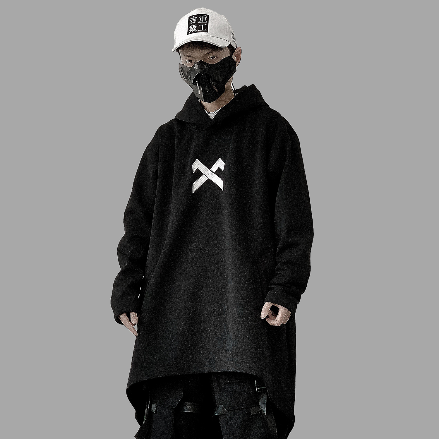 11 BYBB'S DARK Letter Embroidered Hip Hop Cloak Long Jacket Men Casual Streetwear Harajuku Pockets Turtleneck Trench Coats Male 201114