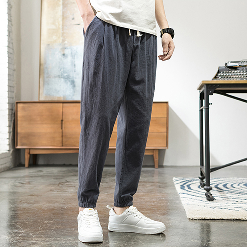 Summer Men Harem Pants Lightweight Cotton Ankle-Length Loose Mens Joggers Pants Casual Men Trousers 4XL 5XL 201128