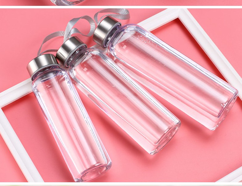 New Outdoor Sports Portable Water Bottles Plastic Transparent Round Leakproof Travel Carrying for Water Bottle Studen Drinkware