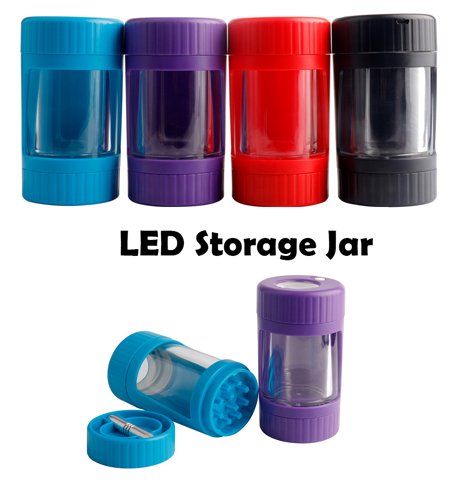 Latest Colorful LED Light Dry Herb Tobacco Grinder Sealed Storage Tank Jars Stash Case One Hitter Smoking Handpipe Portable Multi-function
Latest Colorful LED Light Dry Herb Tobacco Grinder Sealed Storage Tank Jars Stash Case One Hitter Smoking Handpipe Portable Multi-function
