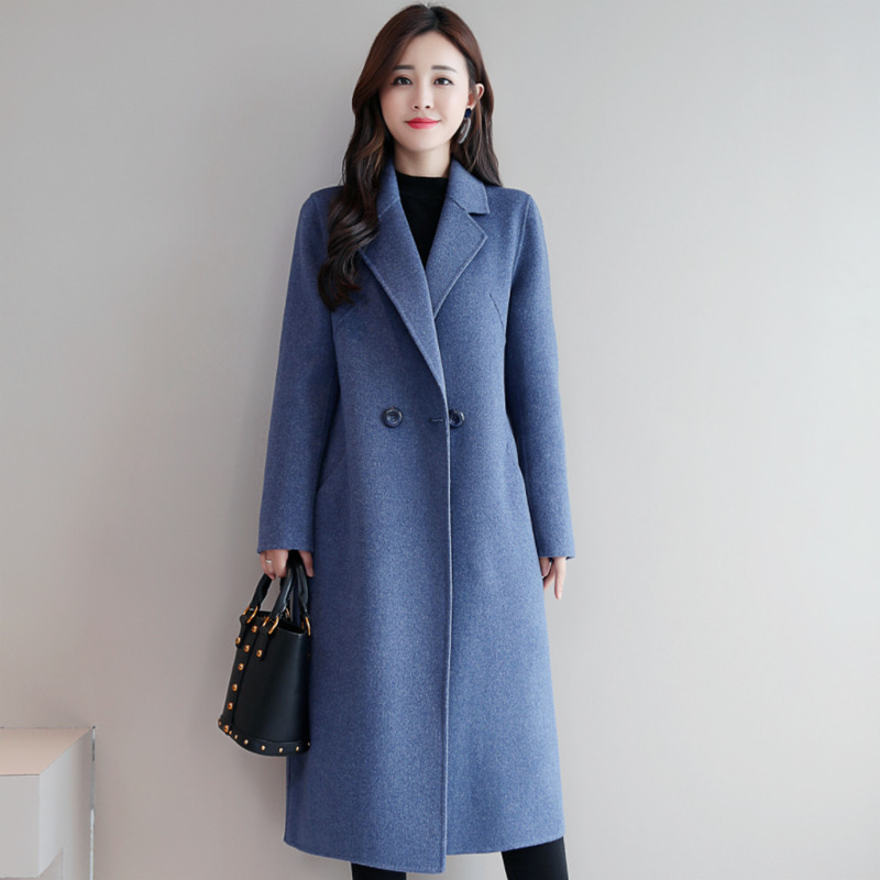 Autumn Wool Coat Women Plus Size Pockets Button Solid V-Neck Loose Long Red Women Coats Black Ladies Coats Cape Coat LJ201128