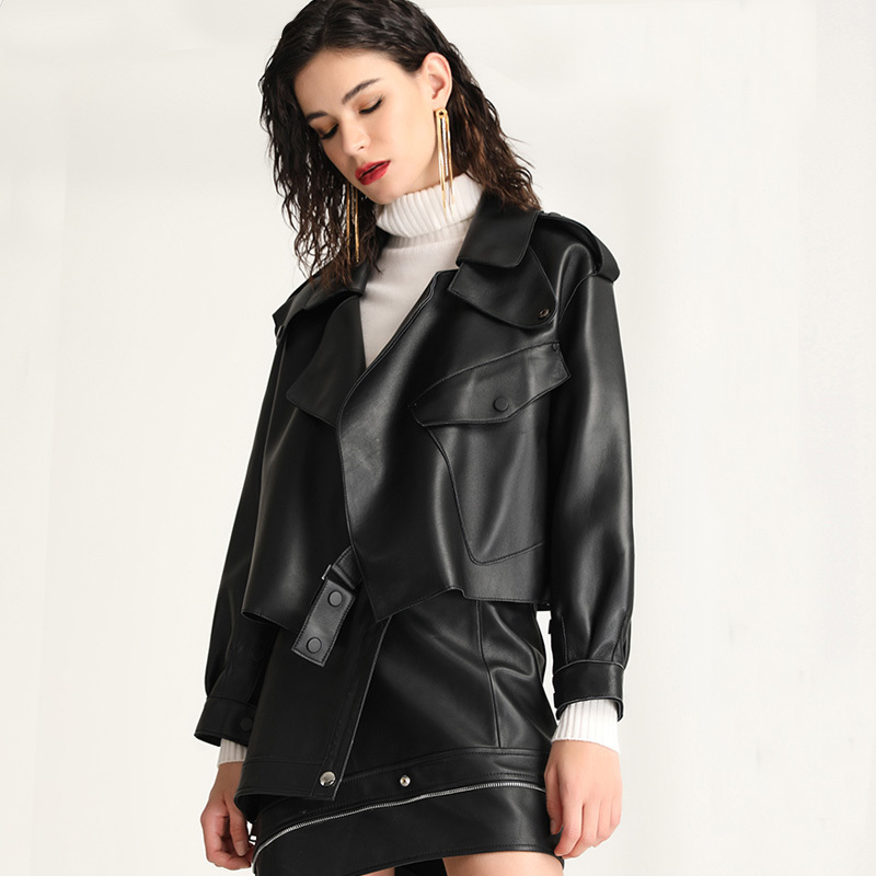 Faux Leather Jacket Women Loose Soft Vintage Motorcycle Biker Coat Short Pu Leather Coat Female Punk Autumn Streetwear Outwear T200828